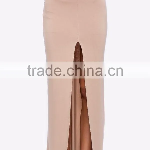 Sexy Latest Long Skirt Design Skirt Ladies Center Slit Maxi Skirt photo-5