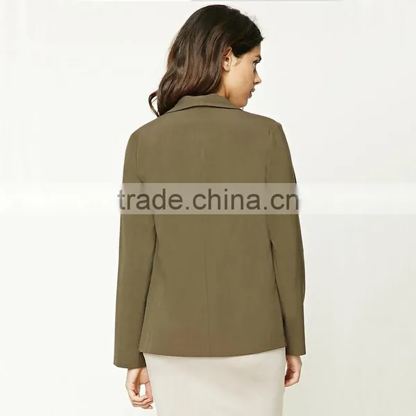 Ladies Office Open Front Dropped Lapels Longline Silhouette Blazer Coat photo-6