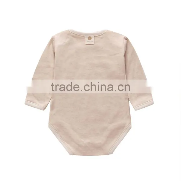 2017 Hot Selling Organic Cotton Plain Baby Boys Girls Romper Long Sleeves Set OEM Service photo-3
