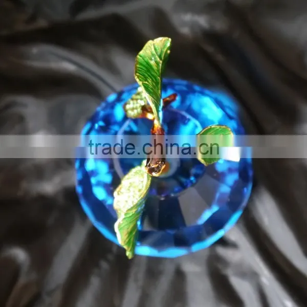 Peacock Blue Crystal Apple Wedding Gift photo-3