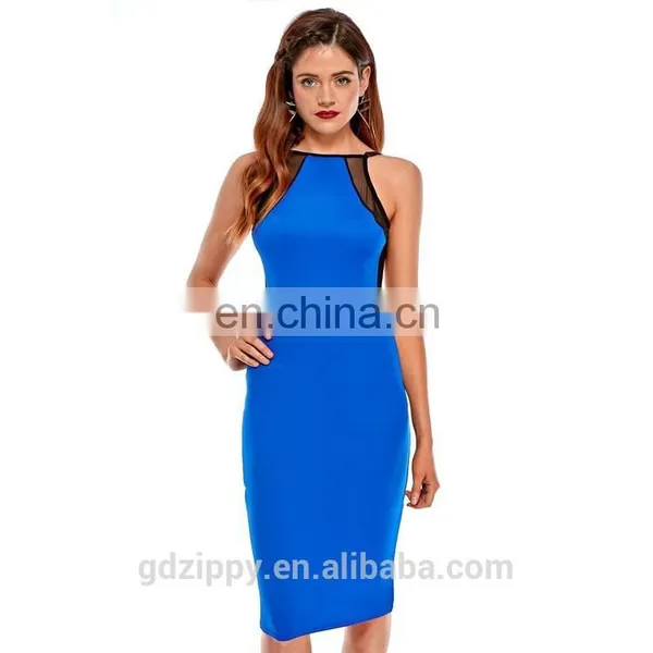 Dress Online Shopping Women Midi Dress With Backless in Cobalt Blue photo-5