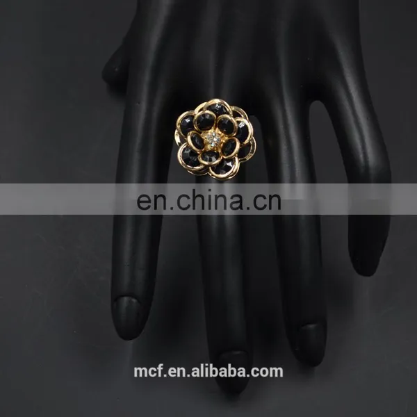 MCR-0050 Wholesale Latest Gold Flower Cluster Gemstone Ring for Girls photo-3