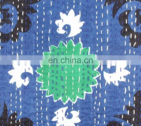 INDIAN Blue KANTHA WORK TROPICANA SUZANI PRINT CUSHION COVER PILLOW CASE photo-2