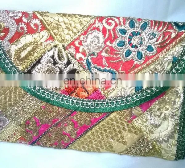 2015 New Valentines Womens Ladies Vintage Banjara Colorful Hand Zari Embroidered Unique Patch Handbag Clutch Tote Purse Pouch photo-2