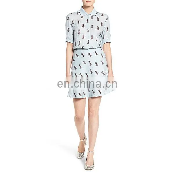 Hot Sell Women Wear Short Sleeve Printed Design Shirtdress Fashion Dresses for Women photo-2