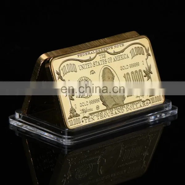 WR US 100 Dollar Gold Banknote Fake Bar 999.9 Gold Plated Currency Bill Note 24k Gold Bar Fake Money Worth Collection