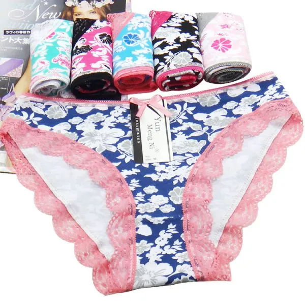 Yun Meng Ni Sexy Underwear Flower Printed Girls Briefs Cotton Panties Sexy Factory Lingerie photo-4