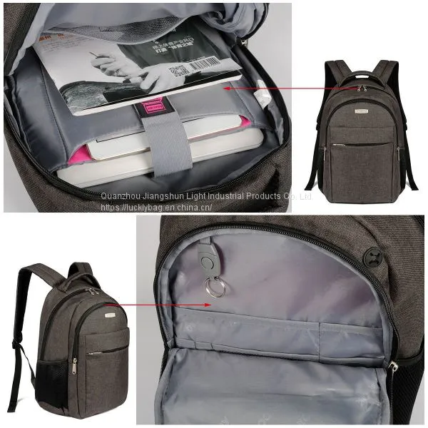 Advocator Laptop Backpacks With Pink Fluffy Ipad Interlayer Women Men Water-Resistant Pure Color Sturdy Business Commercial Official Shoulders Bags Rucksacks Daypacks Knapsacks for 15 Inch Computer - Dark Grey photo-2