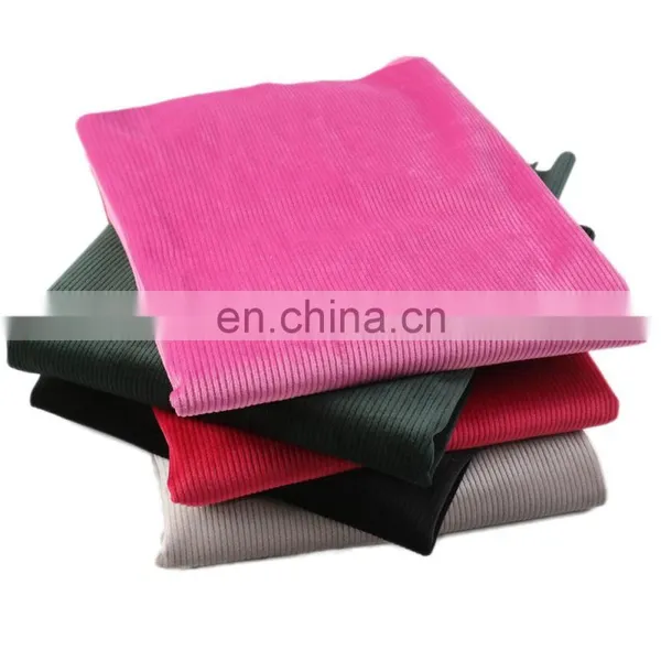 Wholesale Woven Plain Style 11 Wale None Elasticity Corduroy 100% Polyester Fabric for Pants, Dresses, Coats photo-2