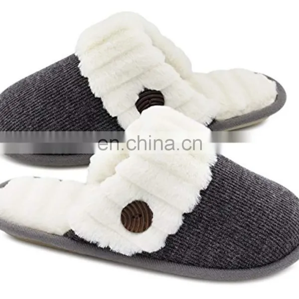 Wholesale Warm Memory Foam Coral Velvet Lined Cozy Winter Indoor Outdoor House Slippers With Non-Slip Rubber Sole photo-3