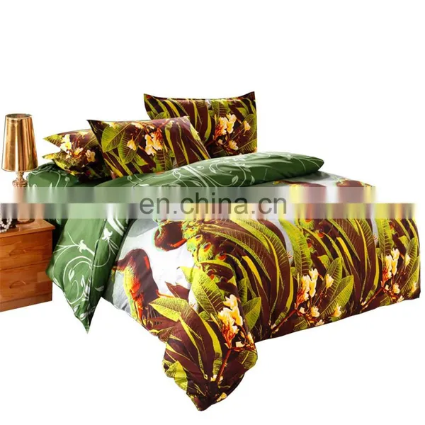 3D Flowers Peacock Bedding Set Reactive Printing 100% Polyester Green Duvet Cover Set