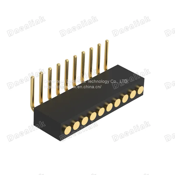 Dnenlink 1.27mm Pitch Single Row H4.0mm Plane Contact Right AngleFemale Header DIP Type PogoPin Header photo-2