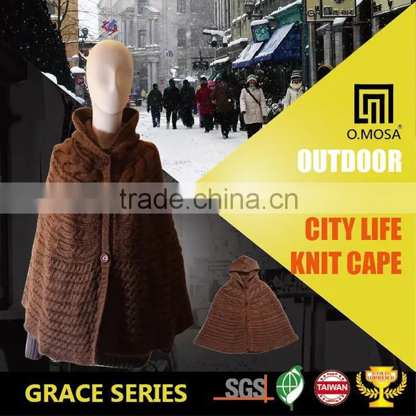 OM3246 3G OEM Wholesale Women Dresses Alpaca Cross Cable City Knit Cape photo-2