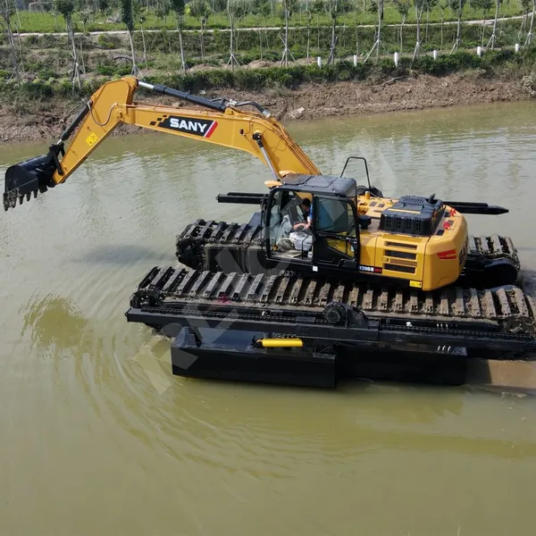 Hot Sale Amphibious Floating Excavator With Additional Side Pontoons and Swamp Pump photo-3