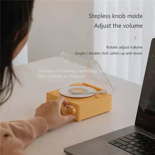 2022 New Blue-tooth 5.0 Vintage Vinyl Record Design Alarm Clock Home Mini Speaker Wireless Portable Speaker photo-3