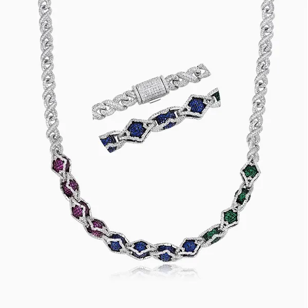 Shining Star Jewelry New Design Fashion Colored Diamond Beads Infinity Necklace photo-3