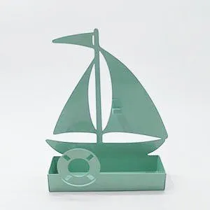 Nautical Sailboat Metal Planter, Yacht‑Shaped Iron Flower Pot for Desktop Home Decor
