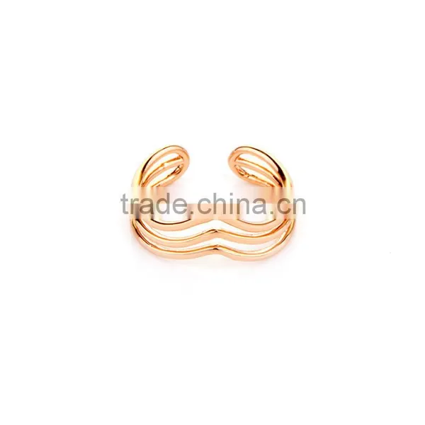 Women Fine 10k Yellow Gold Dainty Band Non-Stone Band Open Layered Ring