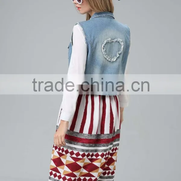 Wholesale Garment Factory Women's Denim Vest With Hoody New Design Lady's Denim Clothes photo-6