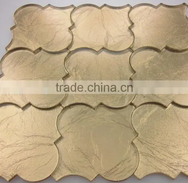 300x300 Goldleaf Glass Mosaic 12''x12'' Waterjet Glass Tile(wj1)