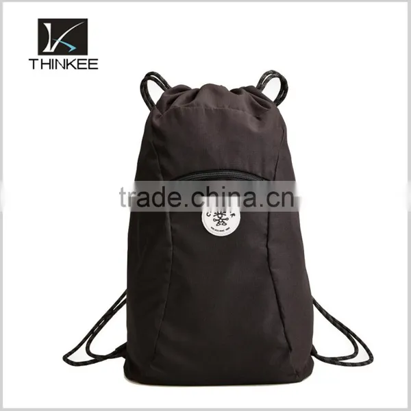 Custom Your Logo Khaki Polyester Gym Bag Drawstring Backpack photo-4