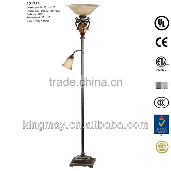 Antique Torchiere Floor Lamp With Rockerarm Reading Light photo-2
