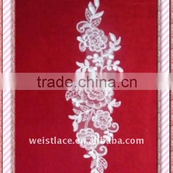 2015 New Design Embroidery Lace Patch Rinhstrones/full Beaded Lace Applique