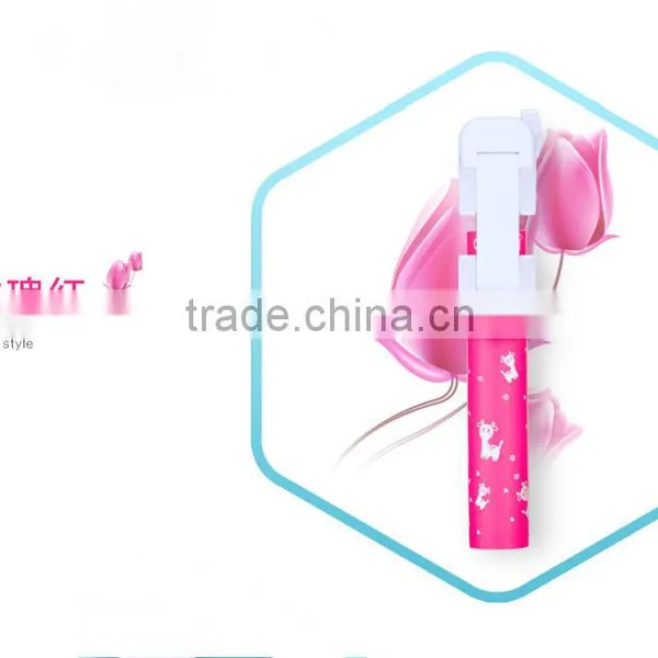 Cute Printing Foaming Handle Sefie Stick Travalling Portable Monopod Selfie Stick photo-5