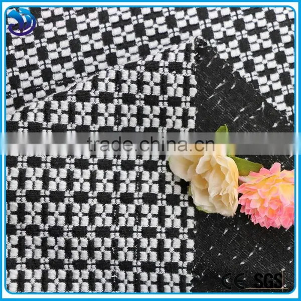 Professional Design Check White and Black Polyester Spandex Jacquard Fabric photo-2