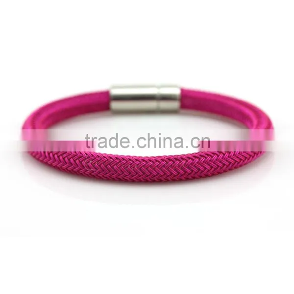 2015 Rose Red Leather Bracelet With Stainless Steel Wholesale photo-5