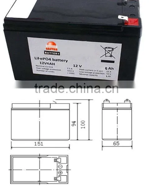 Lifepo4 12v 6ah Battery Pack for Auto Rickshaw and Etc