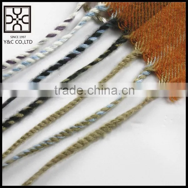 2015 New Design Checked Wool Scarf With Fringe photo-4