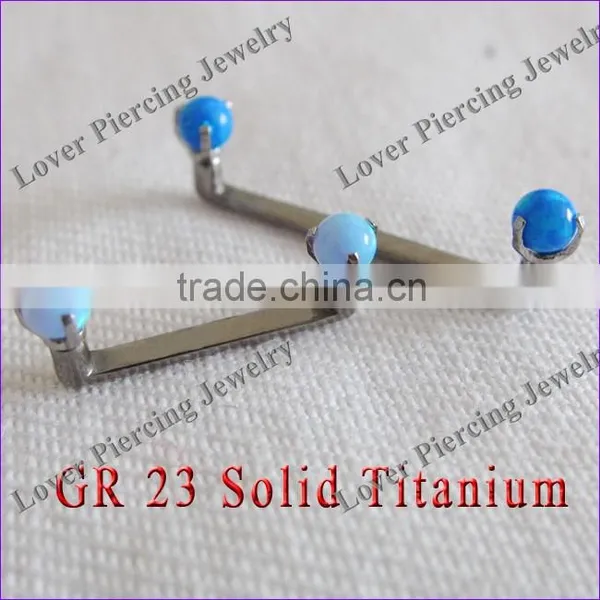 With Opal Ball Surface Bar Gr23 Titanium Dermal Anchor Piercing Jewelry [DA-660]