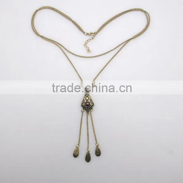 Retro Fashion Simple Waterdrop Tassel Necklace, Necklaces Jewelry photo-3