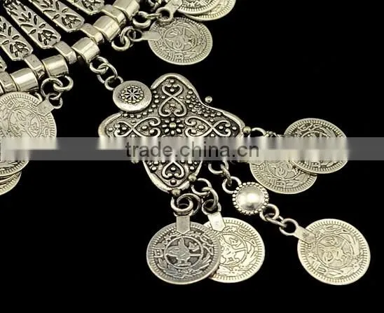 Bohemian Vintage Chunky Punk Tribal Antique Coins Tassels Choker Necklace photo-5