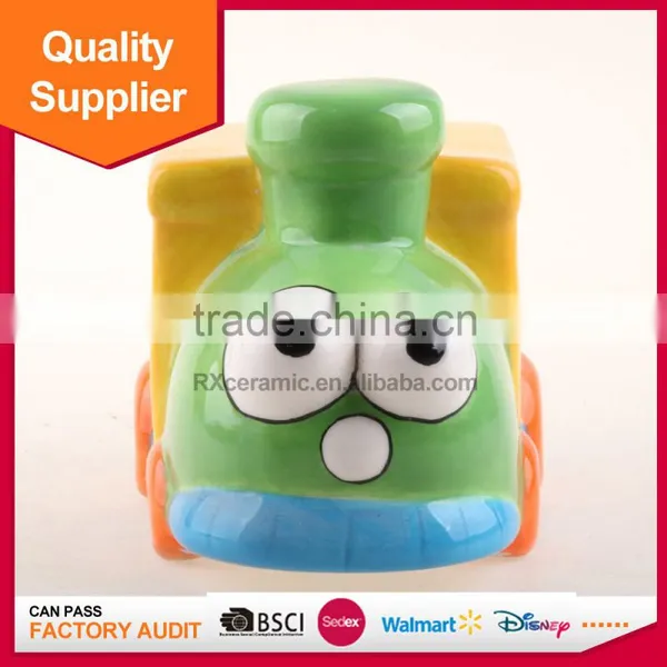Hot Selling Train Shape Piggy Bank Ceramic Coin Bank With Handle photo-2
