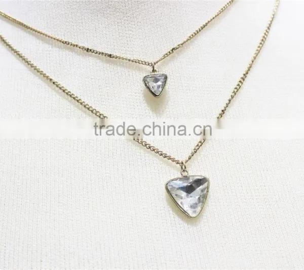 Gold Double Layered w/ White Diamond Necklace 2016 Fashion Style Wholesale photo-3