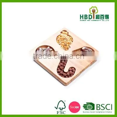 New Divided Bamboo Chip and Dip Tray Snack Serving Tray Wholesale photo-5