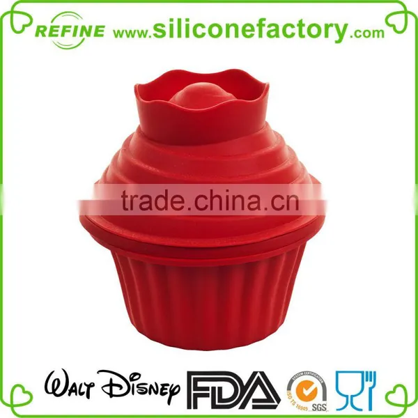 High Quality Non-stick Silicone Jumbo Cupcake Mold With Cover photo-2