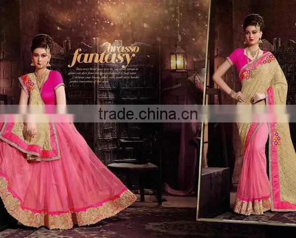 Blue Georgette On Net Designer Lehenga Saree photo-2