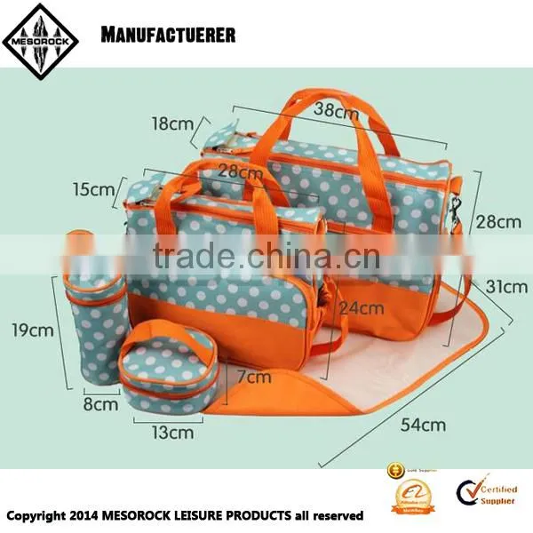 High Quality 5 Pcs Fashion Diaper Bag With Changing Mat and Bottle Bag Mummy Bag photo-3