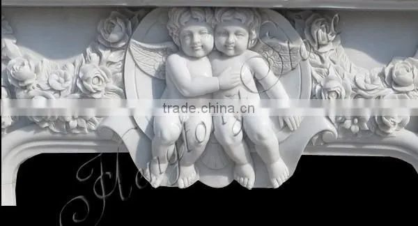 White Marble Fireplace Surround With Angel Statue photo-2