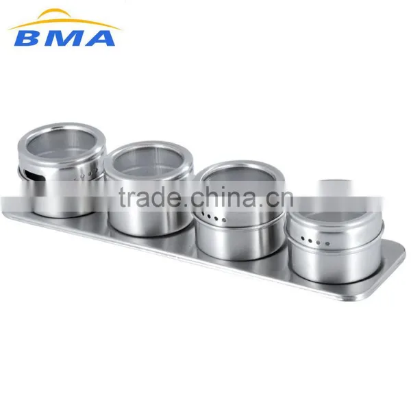 4 PCS Stainless Steel Spice Jar Set/Magnetic Condiment Set photo-2