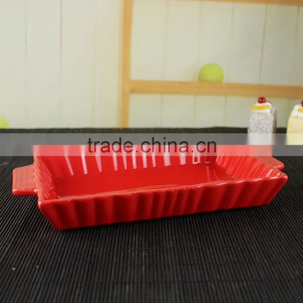 Popular Design Rectangle Shape Ceramic Plate White Porcleain Dinner Plates With Handle photo-5