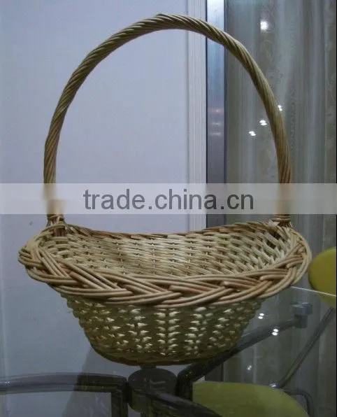 White Wicker Basket With Handle photo-3