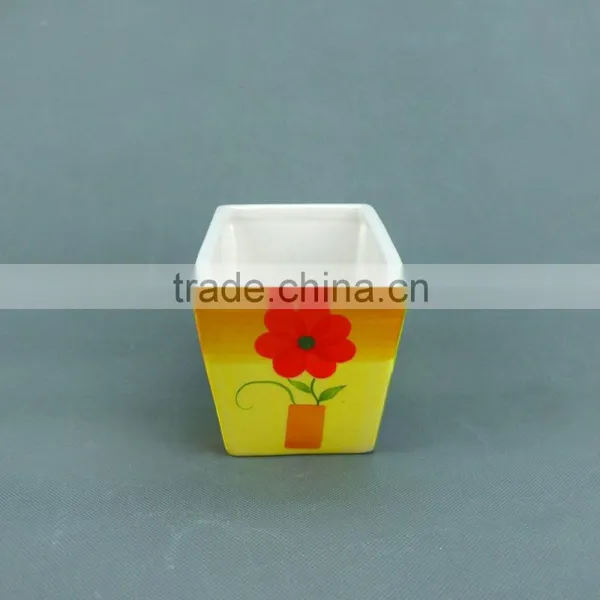 Flower Power Mod Multi-Colored Floral Patterned Ceramic Flower Planters photo-2
