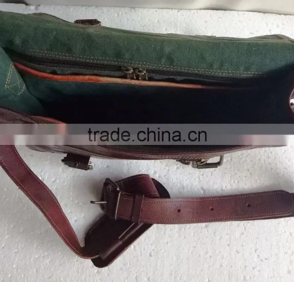 High Quality Classic Design Handmade Vintage Pure Goat Leather Laptop Bag photo-4