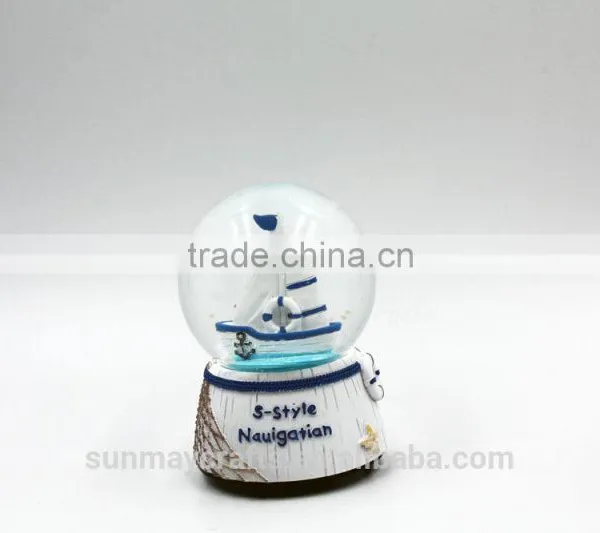 Custom Polyresin Sea S-style Nauigatian Music Snow Globe for Sale photo-2