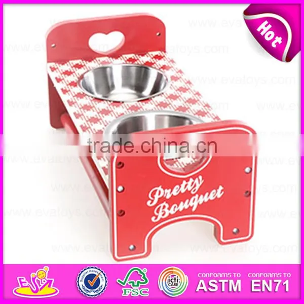 Brand New Wooden Pet Bowl With Stand, Lovely Stainless Pets Bowl Wood, Hot Sale Wooden Feed Bowl With Stand W06F015 photo-3