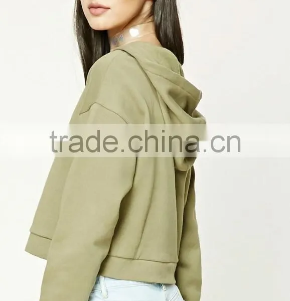 High Quality Cheap Blank Plain Crop Top Hoodie Wholesale Zipper Pullover Fleece Long Sleeve Oversized Hoodie Women photo-3